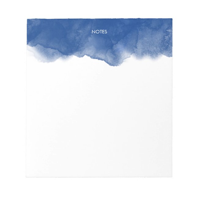 Eleganter Navy Blue Watercolor Splash Personalisie Notizblock (Vorderseite)