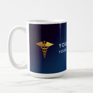 Eleganter Navy-Gold-Caduceus Arzt Kaffeetasse