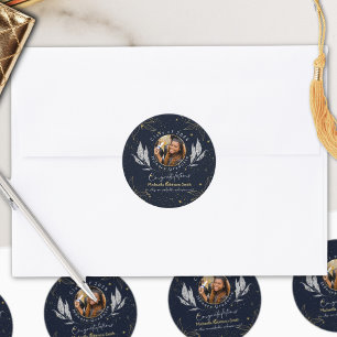 Eleganter Navy Gold Herzlichen Glückwunsch Abschlu Runder Aufkleber