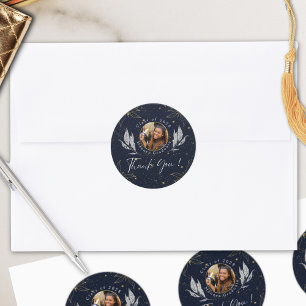 Eleganter Navy Gold Herzlichen Glückwunsch Abschlu Runder Aufkleber