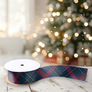 Eleganter Navy-Rot-Grüner Tartan Karo Weihnachten Satinband