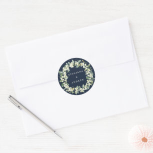 Eleganter Navy-Schneeberryen + Eukalyptus-Kranz Ho Runder Aufkleber