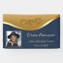 Eleganter Navy und Blue Foto Abschluss Banner