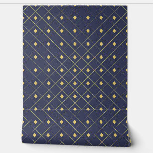 Eleganter Navy und Gold Geometric Diamond Tapete