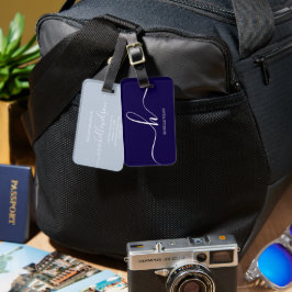 Eleganter Navyblauer Weißer Anfangsbuchstabe Schri Gepäckanhänger