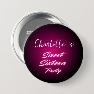 Eleganter neon-pinker schwarzer Retro-Süßer 16. Ge Button
