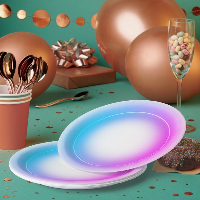 Eleganter Neon rosa Retro schwarz Sweet 16. Geburt Pappteller (Multi)