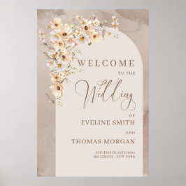Eleganter, neutraler Hochzeitsempfang in weißer Bl Poster