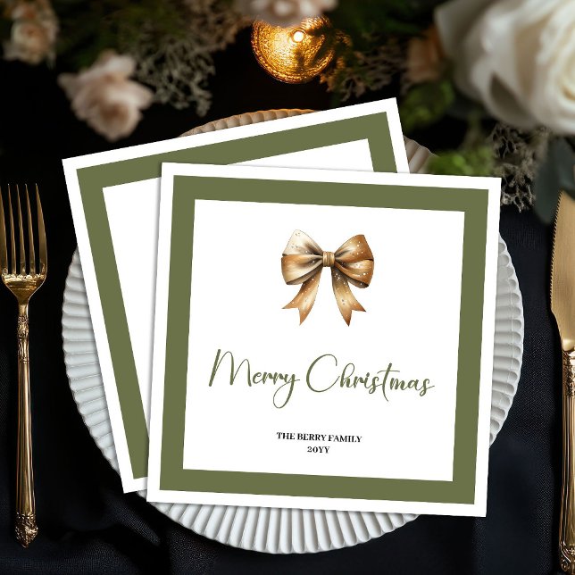 Eleganter neutraler Weihnachtsbogen personalisiert Serviette (Elegant Neutral Christmas Tree Personalized Napkins)