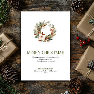 Eleganter neutraler Weihnachtskranz Minimal Holida Feiertagskarte