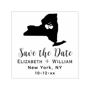 Eleganter New Yorker Staat Map Wedding Save the Da Permastempel
