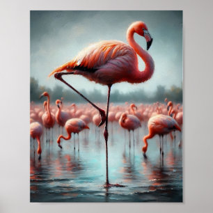 Eleganter, Niedlich rosa Flamingo-Deko Poster