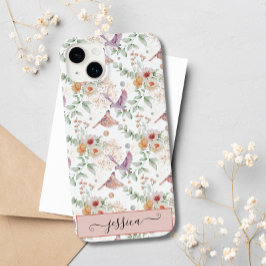 Eleganter Niedlich rosa Wildblume Bird Custom Case-Mate iPhone 14 Plus Hülle