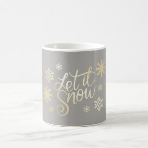 Eleganter Niedlicher Gold Glitzer Snow & Schneeflo Kaffeetasse