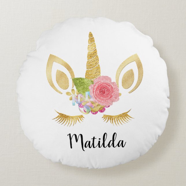 Eleganter, niedlicher, hübscher Glitzer Rundes Kissen (Vorderseite)