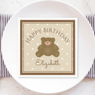 Eleganter Niedlicher Teddy Bear Cub Baby Erstgebur Serviette