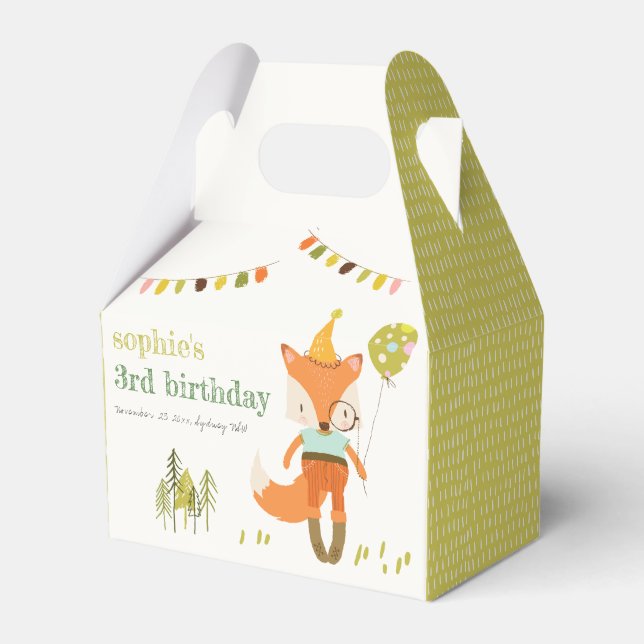 Eleganter Niedlicher Woodland Fun Party Fox Kinder Geschenkschachtel (Vorderseite)