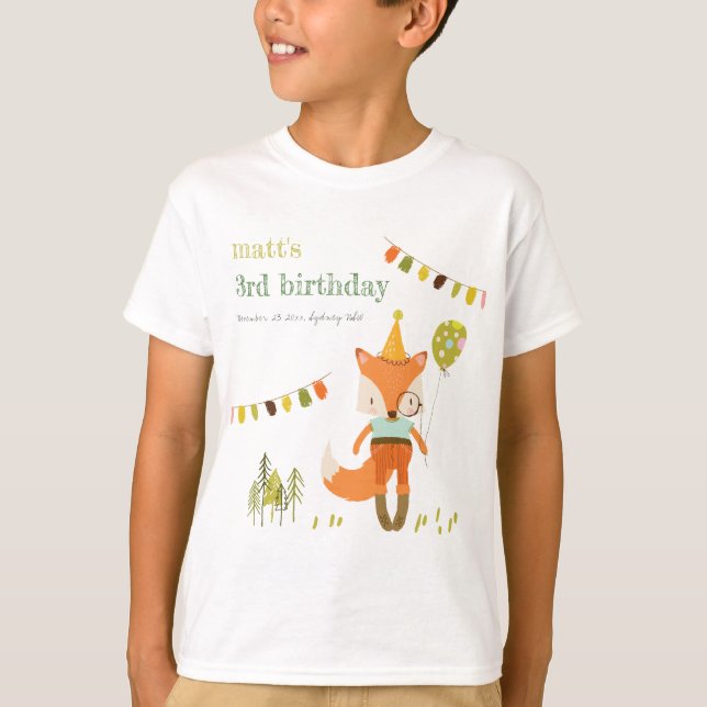 Eleganter Niedlicher Woodland Fun Party Fox Kinder T-Shirt (Vorderseite)