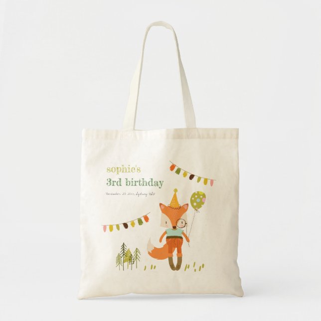Eleganter Niedlicher Woodland Fun Party Fox Kinder Tragetasche (Vorne)