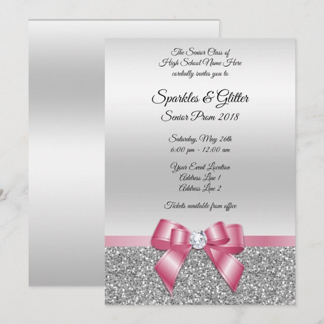 Eleganter nobler rosa Bogen-u. Einladung (Vorne/Hinten)