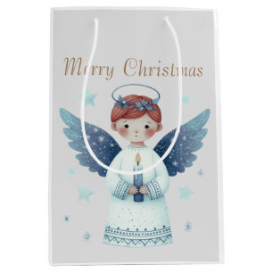 Eleganter nordischer Weihnachtsgel mit Kerze Mittlere Geschenktüte