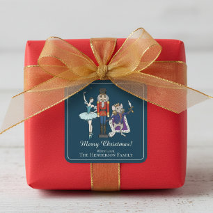 Eleganter Nussknacker Frohe Weihnachten Quadratisc Quadratischer Aufkleber