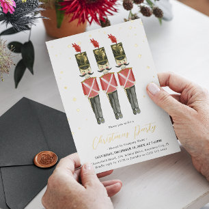 Eleganter Nussknacker Weihnachtsfeier Gold Folieneinladung