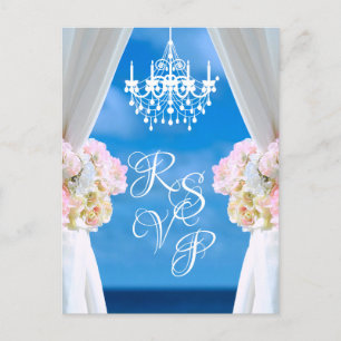 Eleganter Ocean Beach Chandelier Summer Wedding RS Ankündigungspostkarte