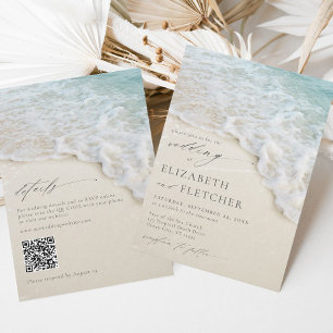 Eleganter Ocean Beach QR Code in einer Hochzeit Einladung
