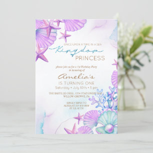 Eleganter Ocean Muscheln Strand 1. Geburtstag Einladung