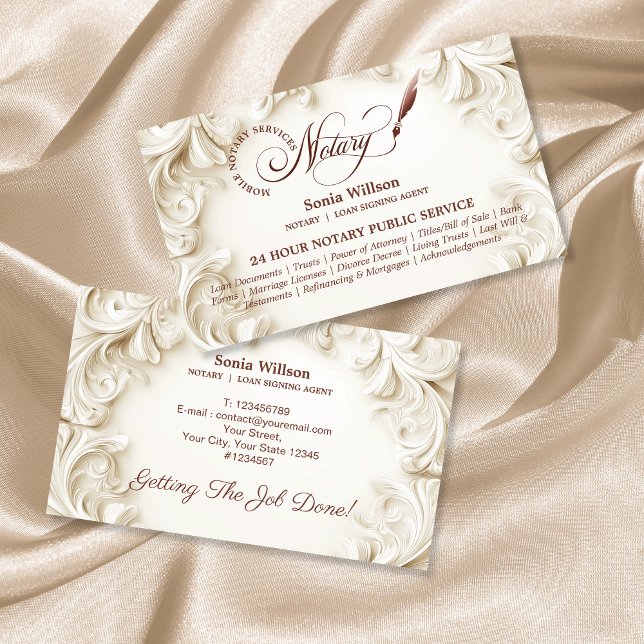 Eleganter öffentlicher Agent für Notare Visitenkarte (Von Creator hochgeladen)