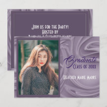 Eleganter Old Lavender Foto Abschluss Einladung