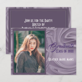 Eleganter Old Lavender Foto Abschluss Einladung