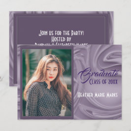 Eleganter Old Lavender Foto Abschluss Einladung