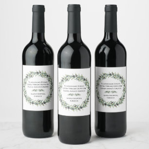Eleganter Olive Branches Kranz Weinetikett