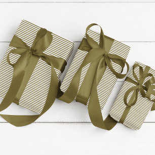 Eleganter Olive Green und White Thin Striped Geschenkpapier