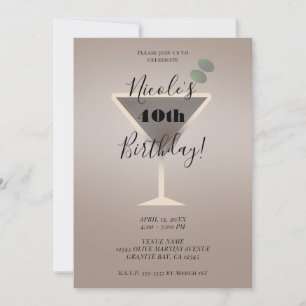 Eleganter Olive Martini Glam-Cocktail Geburtstagsf Einladung