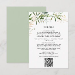 Eleganter Olivenbaum Details QR Code Begleitkarte