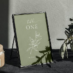 Eleganter Olivenbaum. Italienische Hochzeit im Grü Tischnummer<br><div class="desc">Delikate botanische italienische Hochzeitsfeier Tischnummer mit elegantem Olivenzweig in Pastellgrün. Geeignet für mediterrane Hochzeiten.</div>