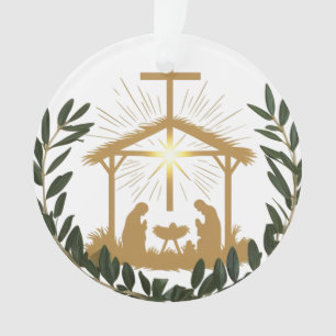 Eleganter Olivenkranz-Nativitätskreuz-Acryl  Ornament