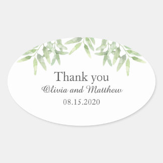 Eleganter Olivenzweig. Einfache Hochzeit Vielen Da Ovaler Aufkleber