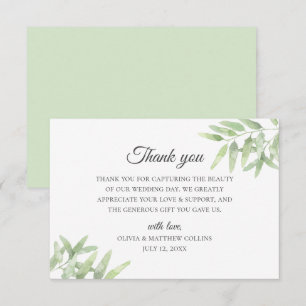 Eleganter Olivenzweig. Einfache Hochzeits-Dankeska Einladung