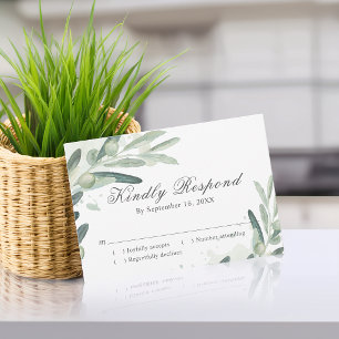 Eleganter Olivenzweig Hochzeit RSVP Karte