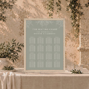 Eleganter Olivenzweig Italien Hochzeits-Sitzplan Poster
