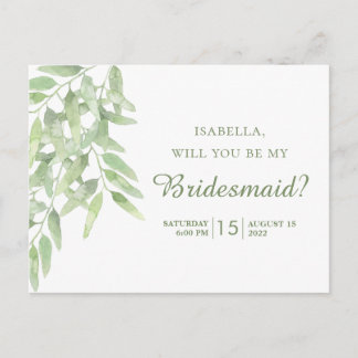 Eleganter Olivenzweig. Junggesellinnenabschiede Postkarte