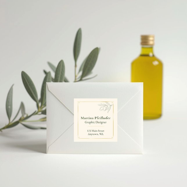 eleganter Olivenzweig Quadratischer Aufkleber (Von Creator hochgeladen)