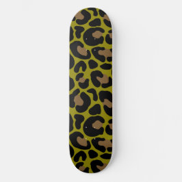 Eleganter Olivgrün- und schwarzer Leopardenprint  Skateboard