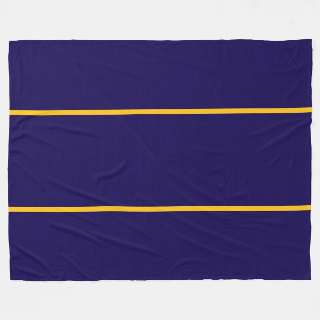 Eleganter optionaler Text Golden Orange Navy Strei Fleecedecke (Vorderseite (Horizontal))