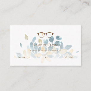 Eleganter Optometriker Blumenbrille Ernennung Terminkarte