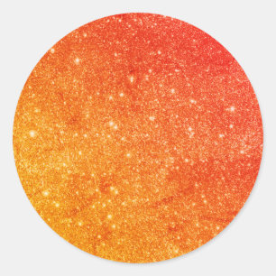 Eleganter Orange Glitzer Runder Aufkleber